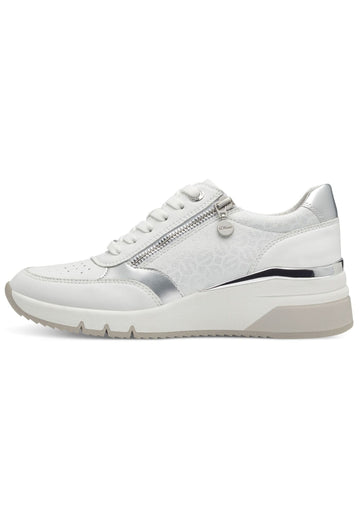 Sneaker s.Oliver Sneaker Lederimitat Weiß/Silber