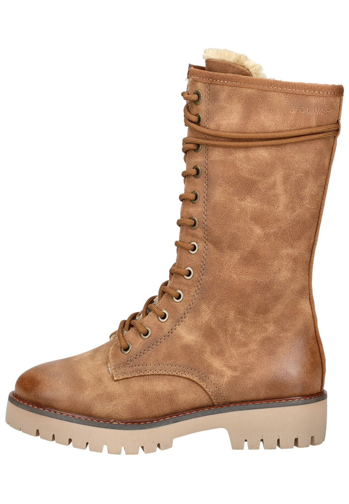 s.Oliver Stiefel Lederimitat Cognac Warmfutter