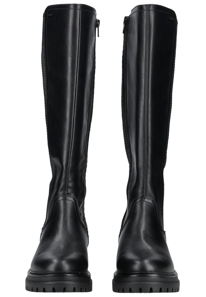 s.Oliver Stiefel Lederimitat Schwarz Warmfutter