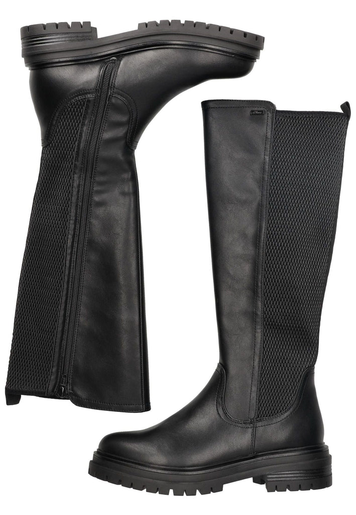 s.Oliver Stiefel Lederimitat Schwarz Warmfutter