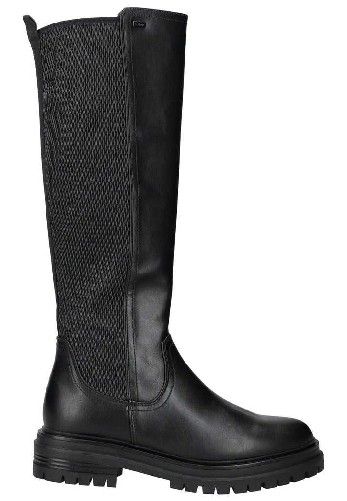 s.Oliver Stiefel Lederimitat Schwarz Warmfutter
