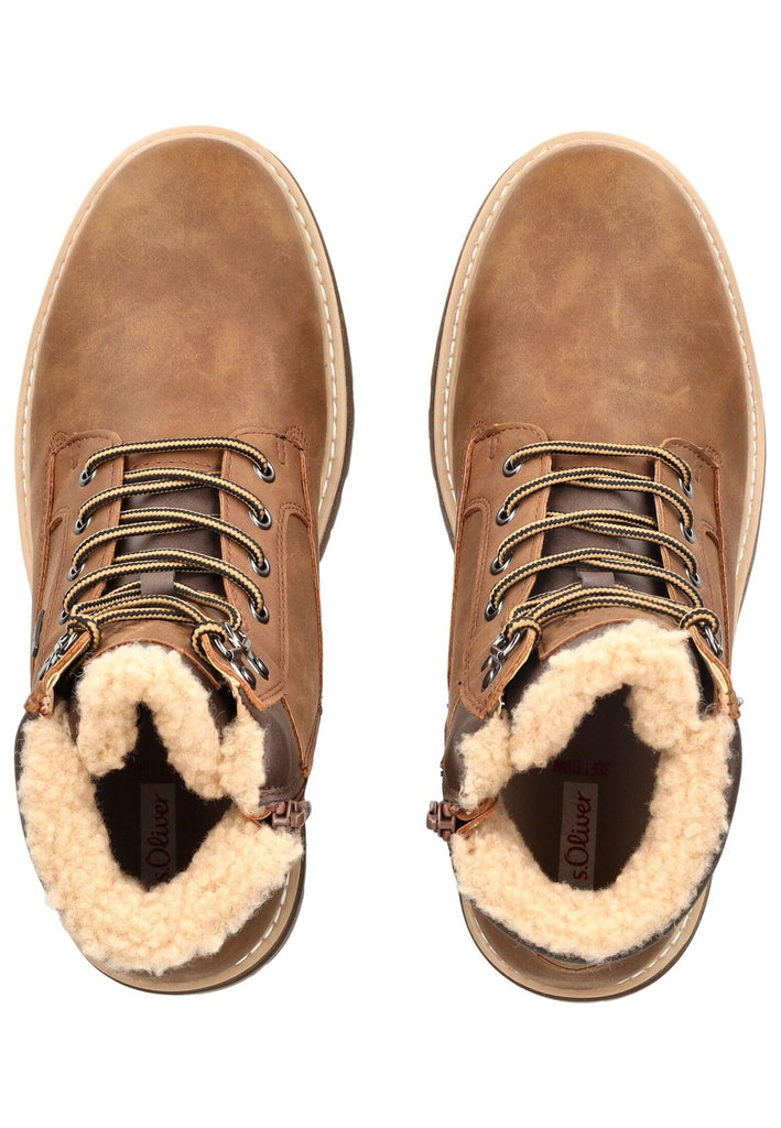 s.Oliver Stiefelette Lederimitat Braun Warmfutter