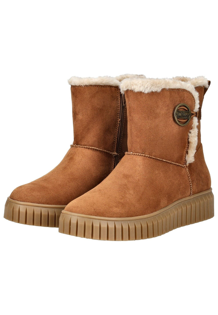 s.Oliver Stiefelette Lederimitat Cognac Warmfutter