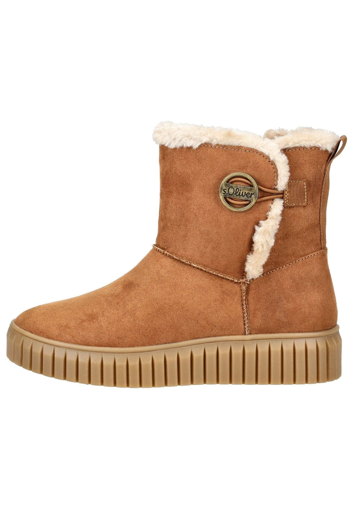 s.Oliver Stiefelette Lederimitat Cognac Warmfutter