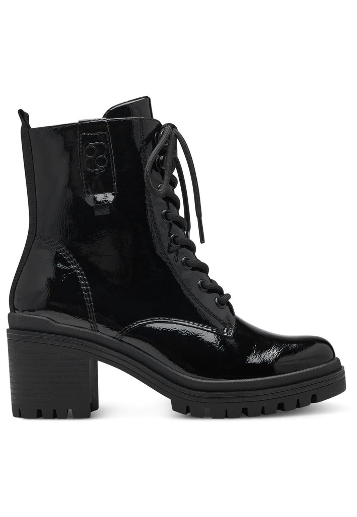 s.Oliver Stiefelette Lederimitat Schwarz Lack Warmfutter