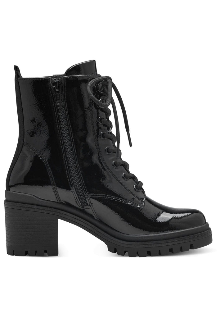 s.Oliver Stiefelette Lederimitat Schwarz Lack Warmfutter