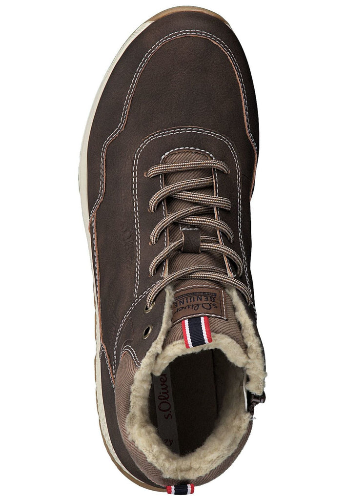 s.Oliver Stiefelette Lederimitat/Textil Dunkelbraun Warmfutter