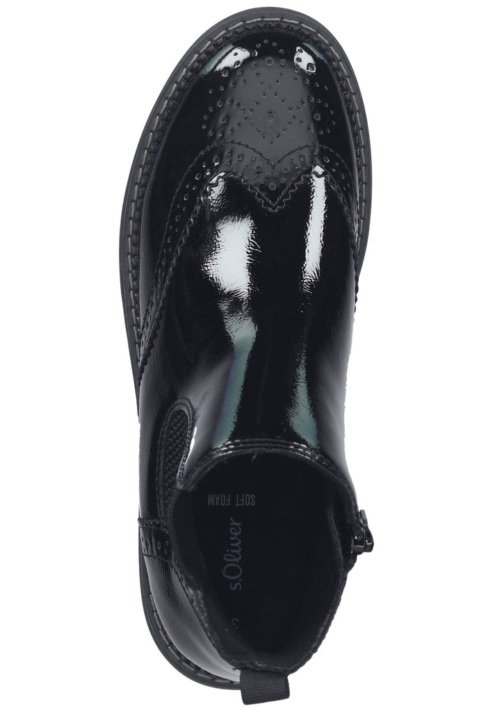 s.Oliver Stiefelette Lederimitat/Textil Schwarz Lack