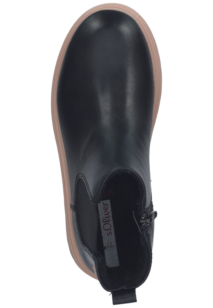s.Oliver Stiefelette Lederimitat/Textil Schwarz/Rosa Warmfutter