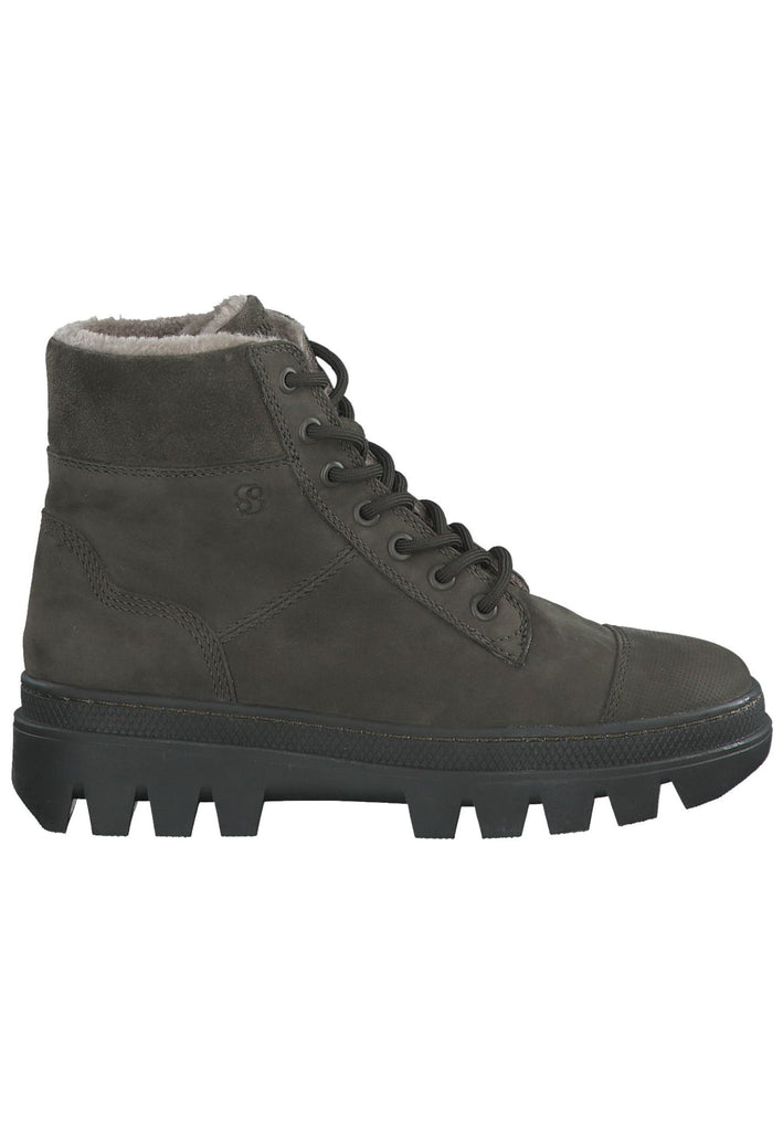 s.Oliver Stiefelette Veloursleder Khaki Warmfutter
