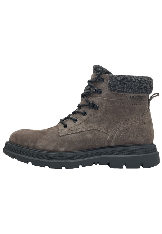 s.Oliver Stiefelette Veloursleder Taupe Warmfutter
