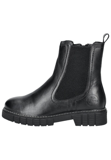 Stiefeletten s.Oliver Stiefelette Leder/Textil Schwarz
