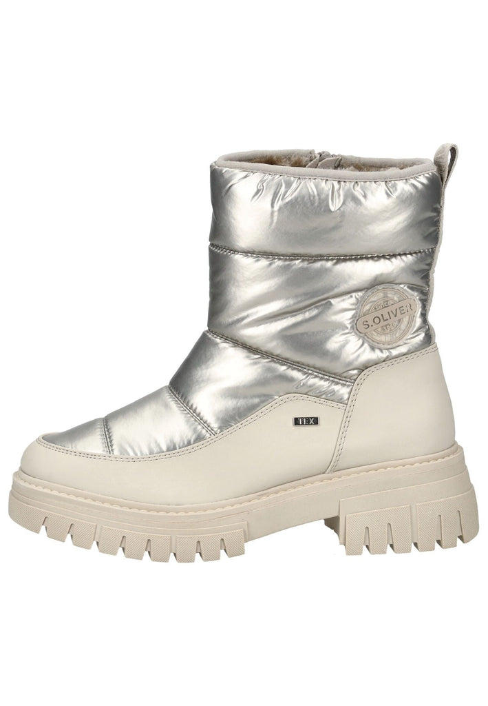 Stiefeletten s.Oliver Stiefelette Lederimitat/Textil Champagne Warmfutter