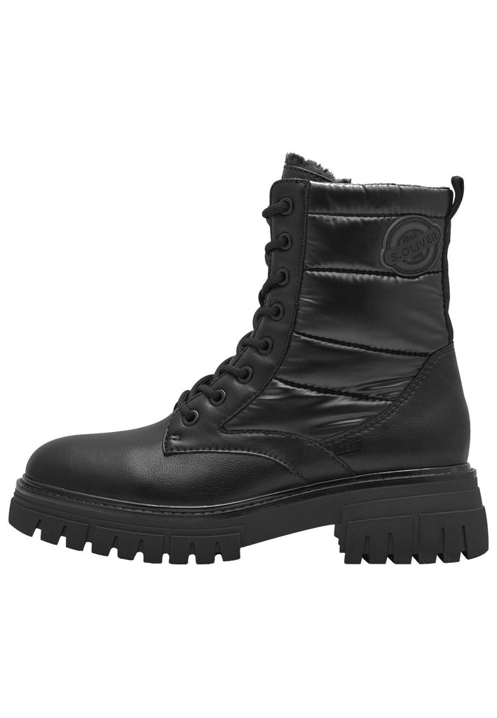 Stiefeletten s.Oliver Stiefelette Lederimitat/Textil Schwarz Warmfutter