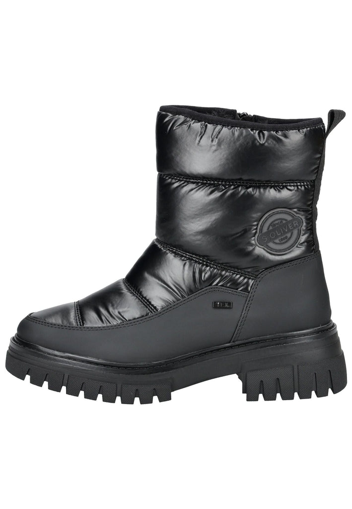 Stiefeletten s.Oliver Stiefelette Lederimitat/Textil Schwarz Warmfutter