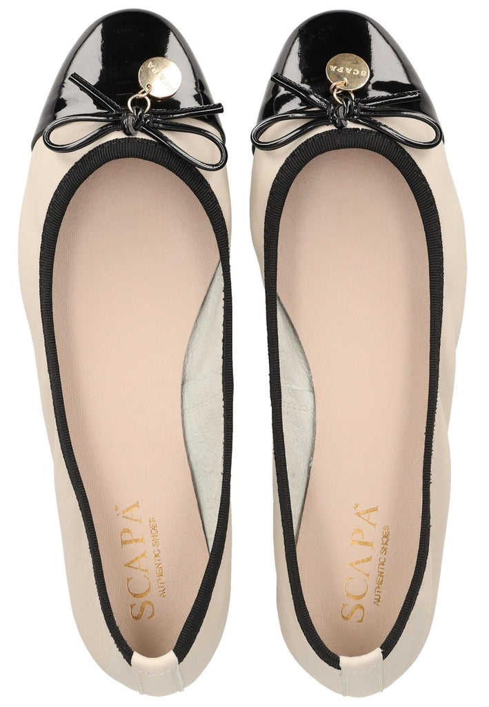 Scapa Ballerinas Leder/Textil Creme