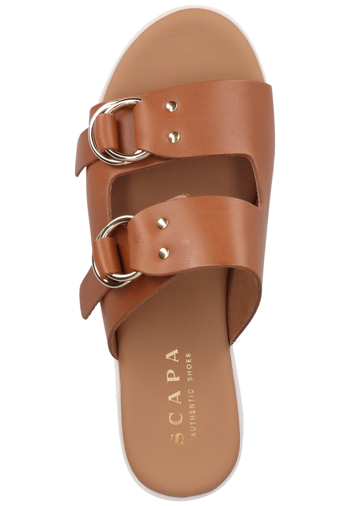Scapa Pantoletten Leder Cognac