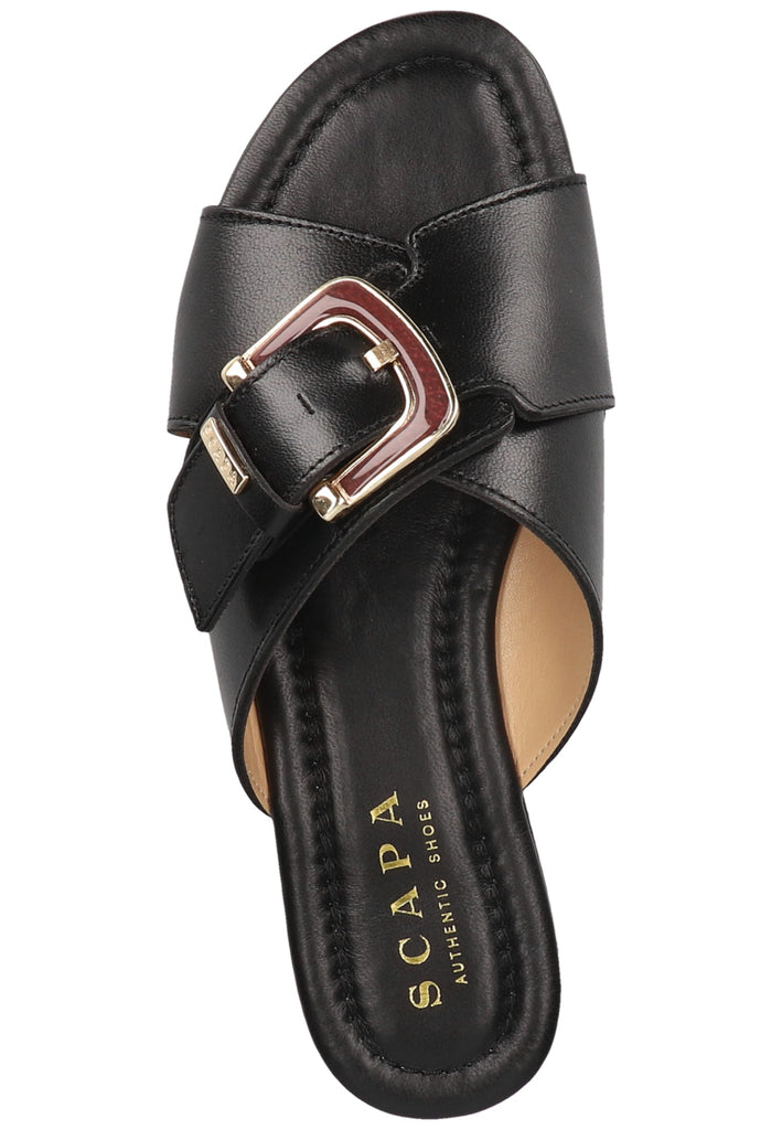 Scapa Pantoletten Leder Schwarz