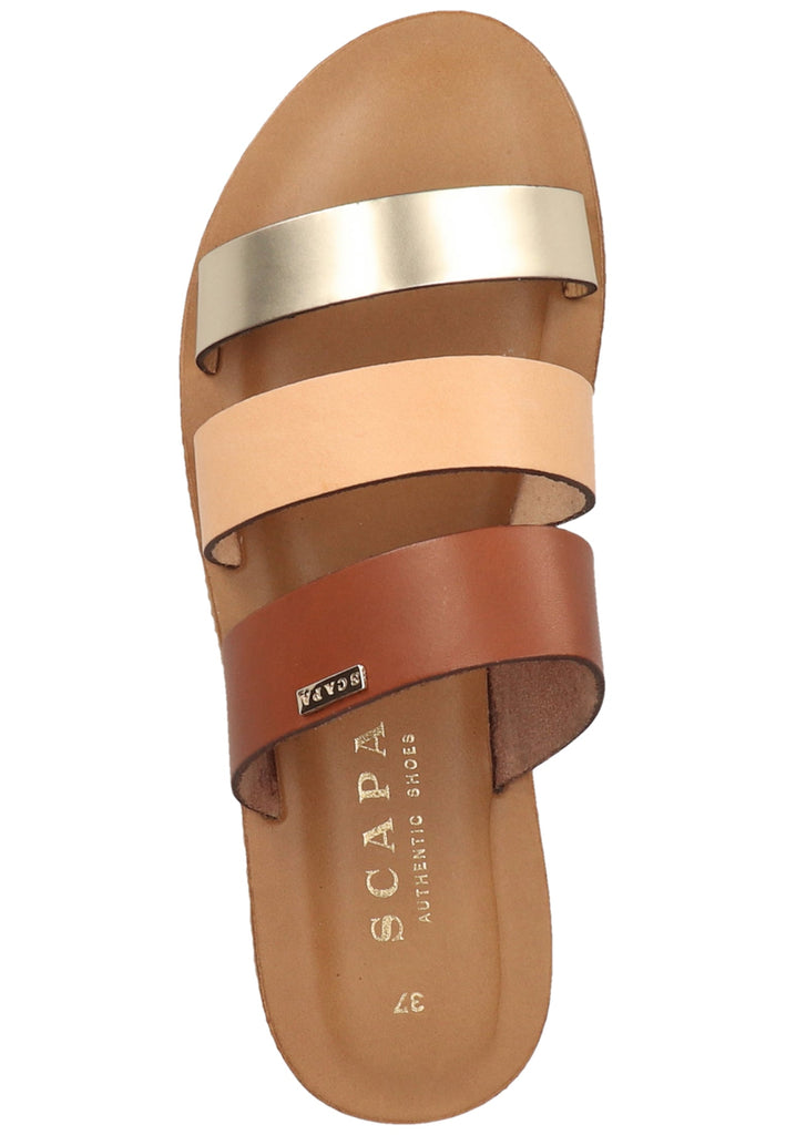 Scapa Pantoletten Leder/Synthetik Braun