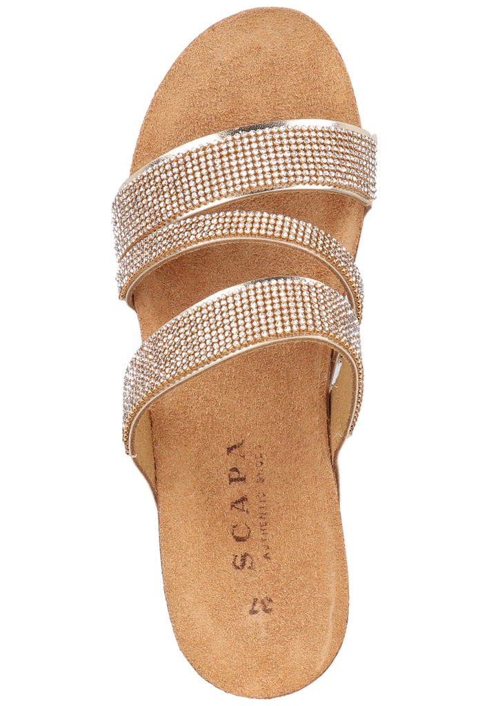 Scapa Pantoletten Lederimitat Platin