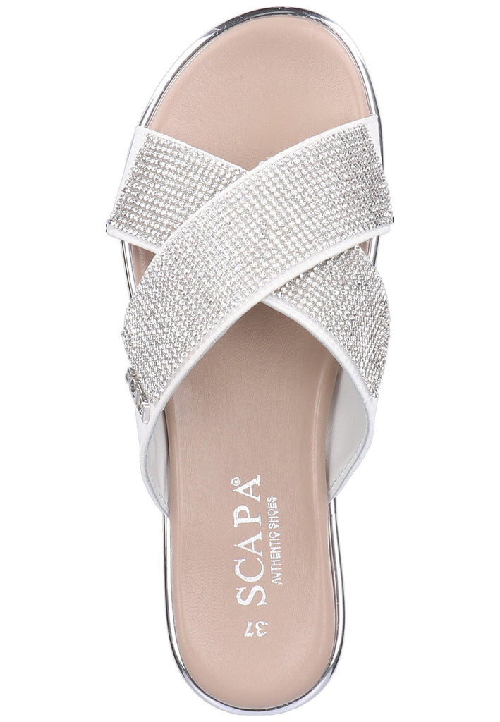 Scapa Pantoletten Lederimitat Weiß