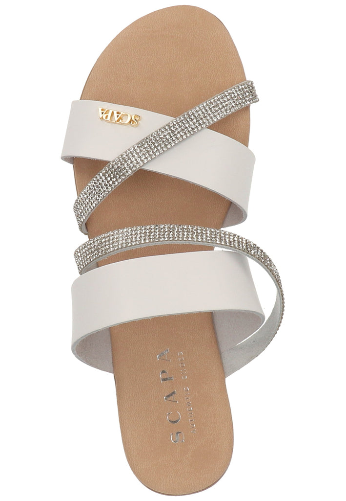 Scapa Pantoletten Lederimitat Weiß