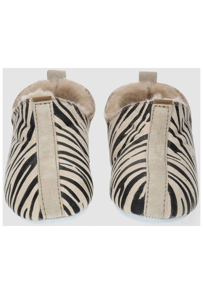 Shepherd Hausschuhe Lammfell Beige/Schwarz Warmfutter