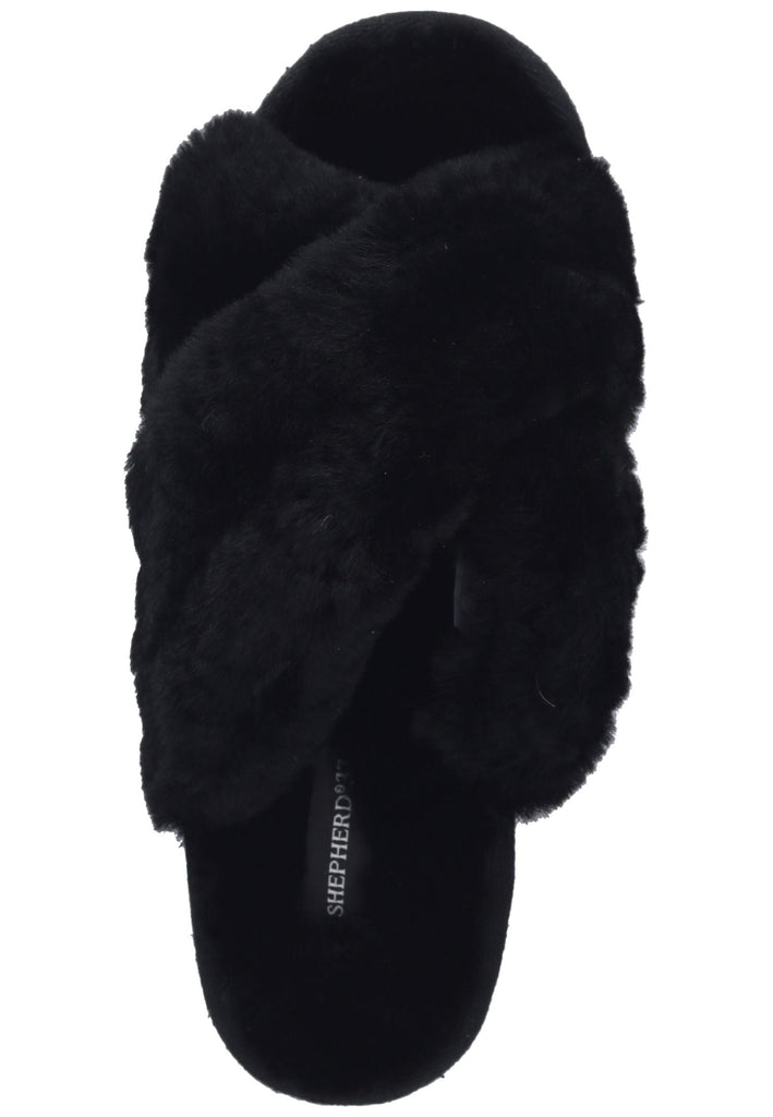 Shepherd Hausschuhe Lammfell Schwarz