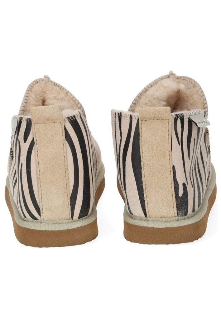 Shepherd Hausschuhe Leder Beige/Schwarz Warmfutter