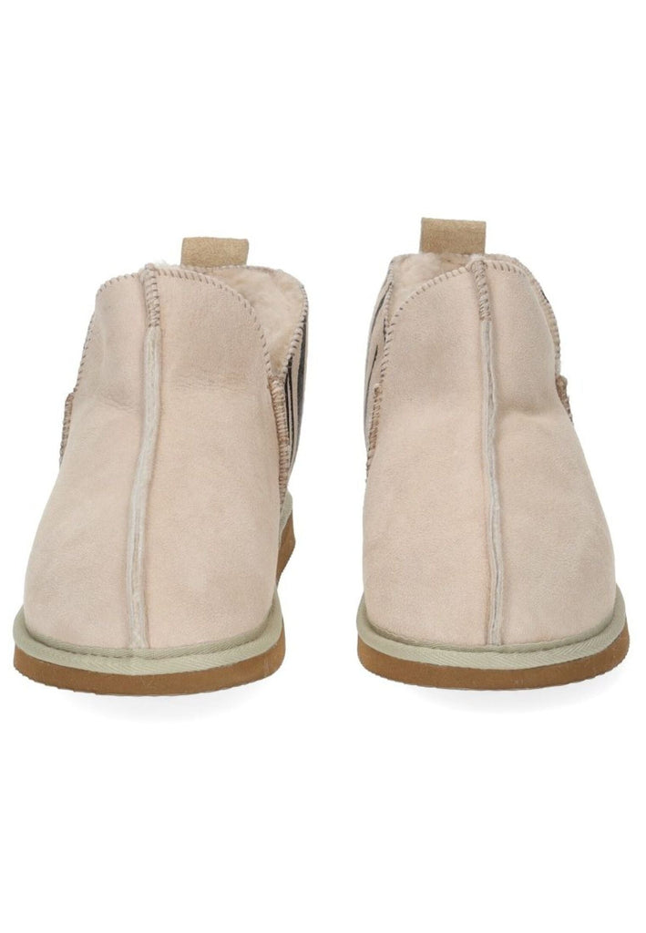 Shepherd Hausschuhe Leder Beige/Schwarz Warmfutter