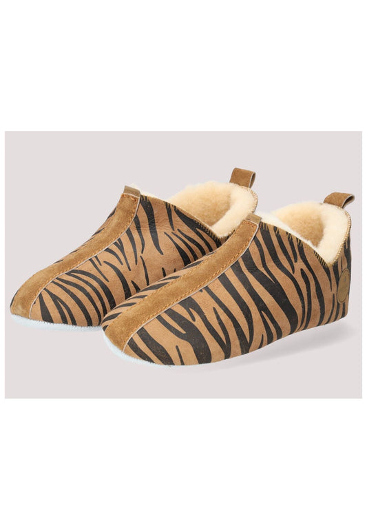 Shepherd Hausschuhe Leder Braun/Schwarz Warmfutter
