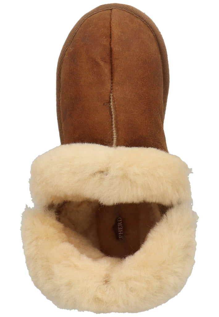 Shepherd Hausschuhe Leder Cognac