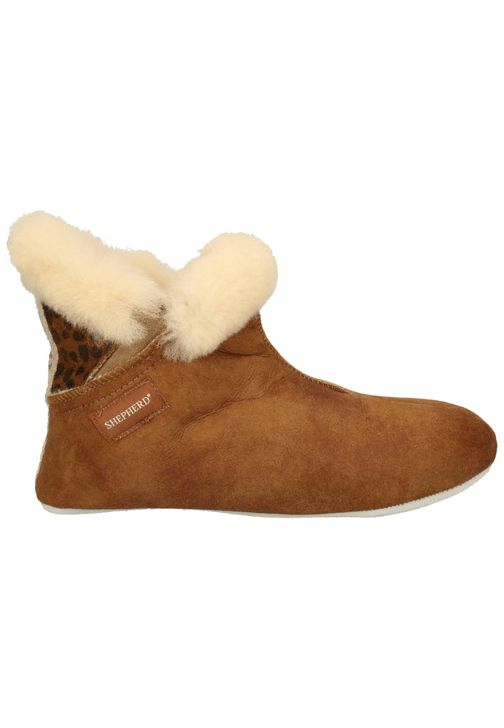Shepherd Hausschuhe Leder Cognac