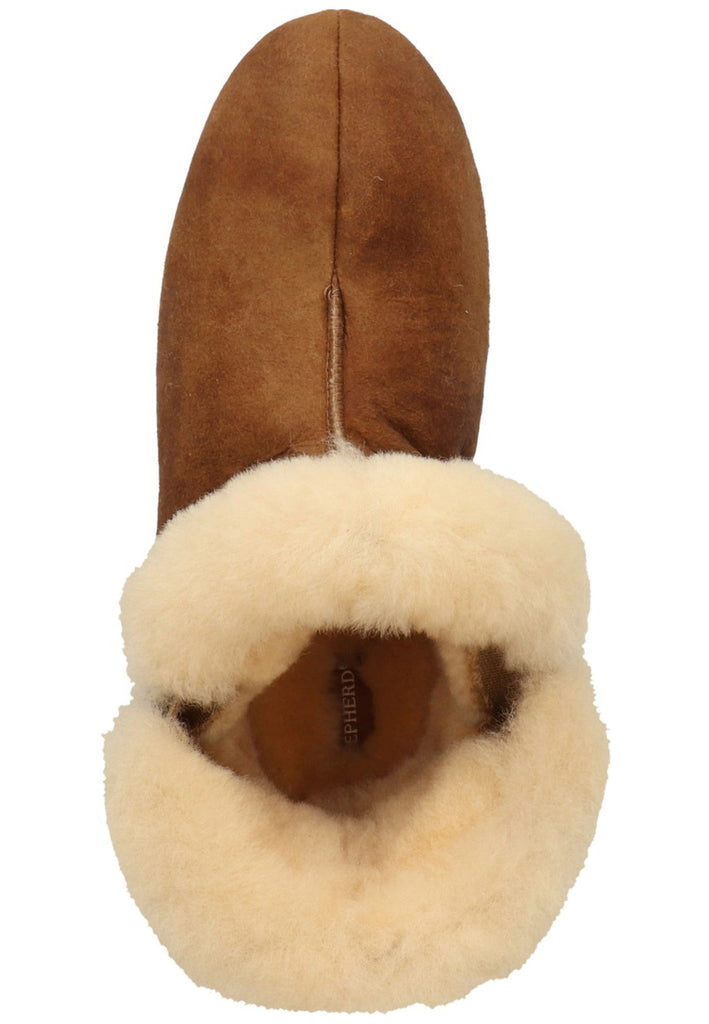 Shepherd Hausschuhe Leder Cognac