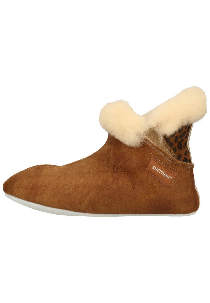 Shepherd Hausschuhe Leder Cognac
