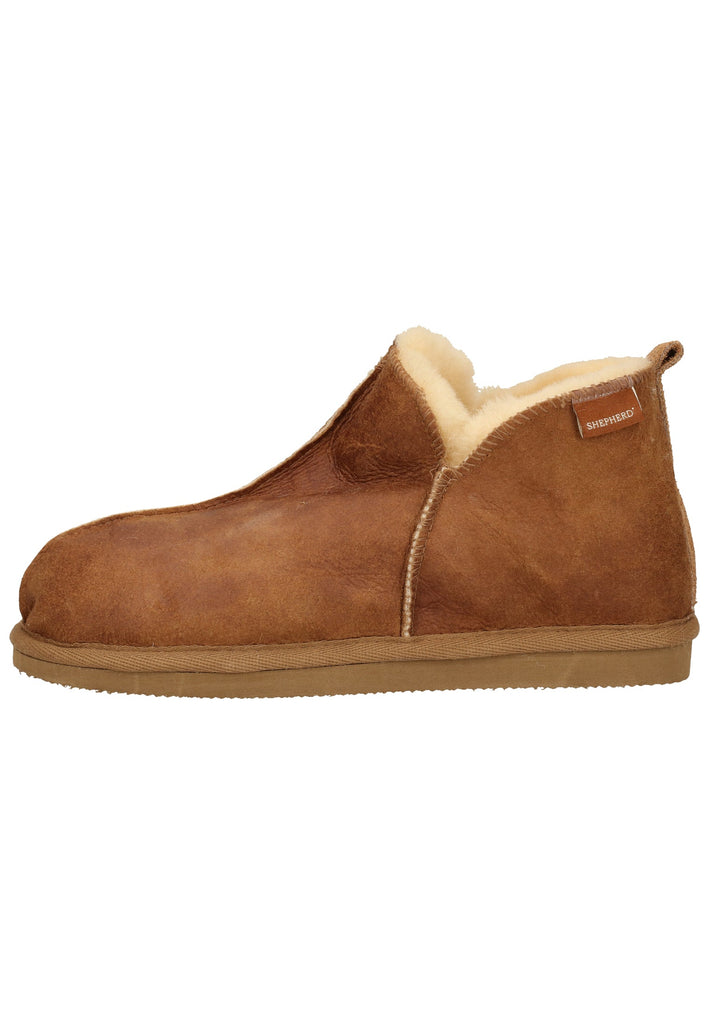 Shepherd Hausschuhe Leder Cognac