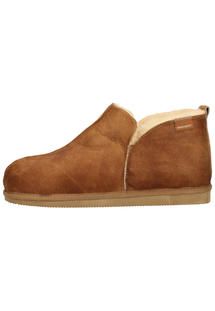 Shepherd Hausschuhe Leder Cognac Warmfutter