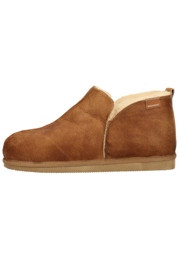 Shepherd Hausschuhe Leder Cognac Warmfutter