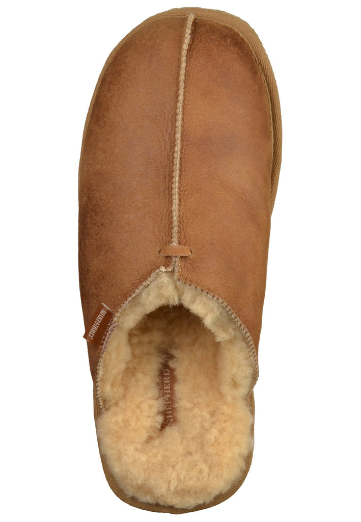 Shepherd Hausschuhe Leder Cognac Warmfutter