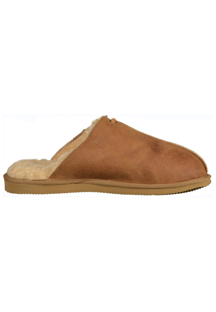 Shepherd Hausschuhe Leder Cognac Warmfutter