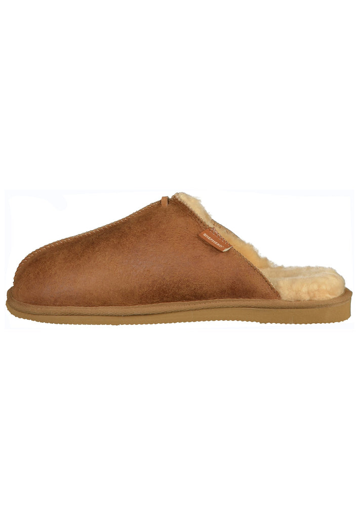 Shepherd Hausschuhe Leder Cognac Warmfutter