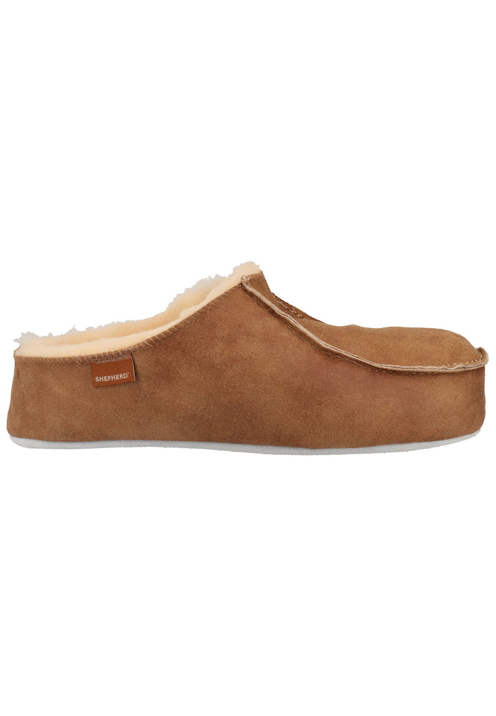 Shepherd Hausschuhe Leder Cognac Warmfutter