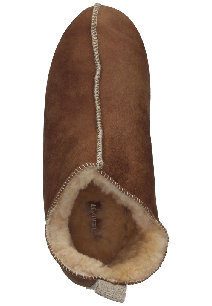Shepherd Hausschuhe Leder Cognac Warmfutter
