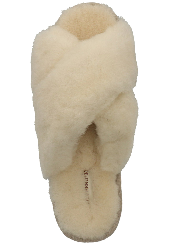 Shepherd Hausschuhe Leder Creme