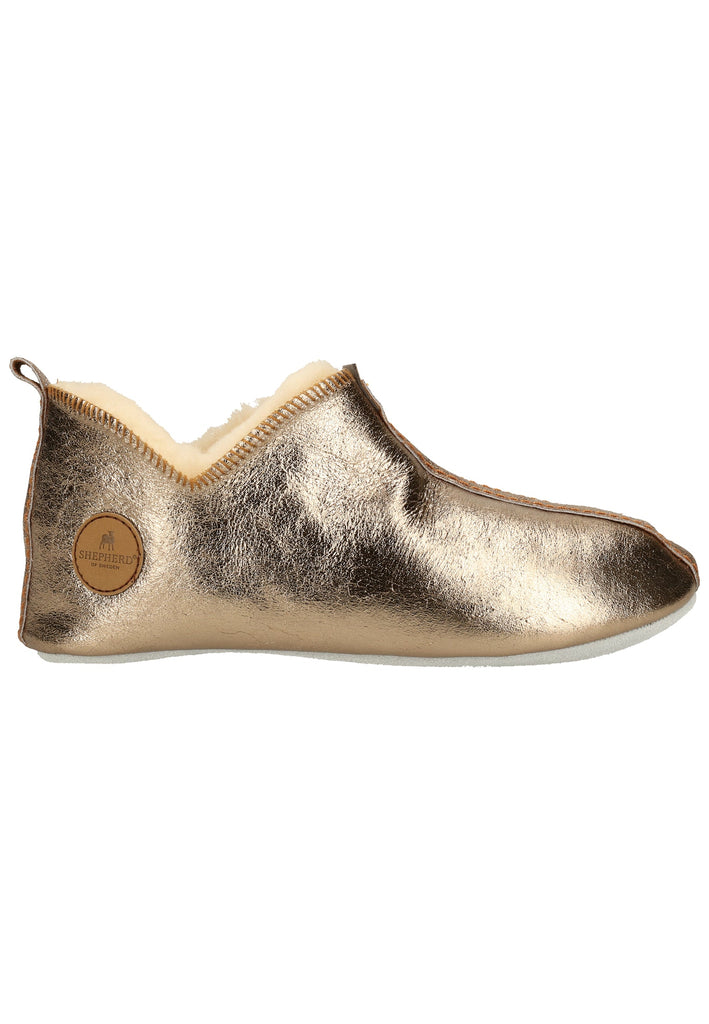 Shepherd Hausschuhe Leder Gold Warmfutter