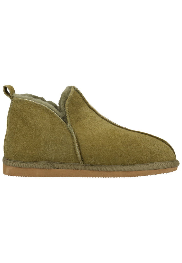 Shepherd Hausschuhe Leder Olive Warmfutter