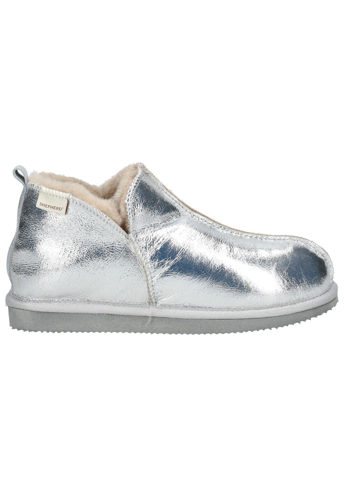 Shepherd Hausschuhe Leder Silber Warmfutter