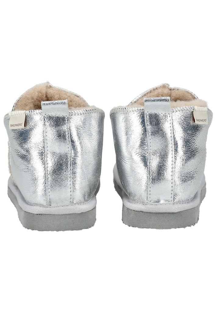 Shepherd Hausschuhe Leder Silber Warmfutter