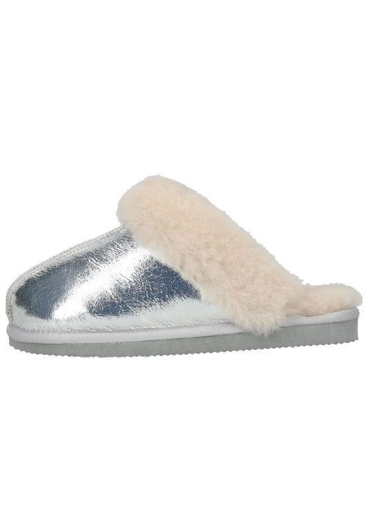 Shepherd Hausschuhe Leder Silber Warmfutter