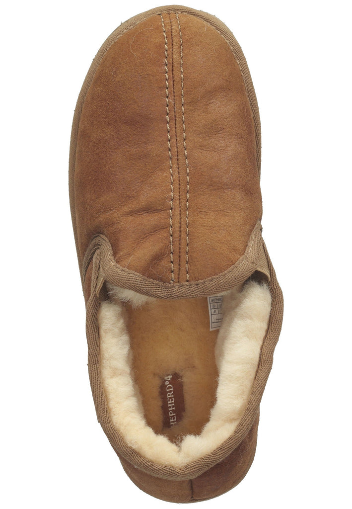 Shepherd Hausschuhe Veloursleder Cognac Warmfutter